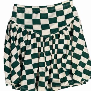 Pink Chicken Green and White Checkered Skirt
